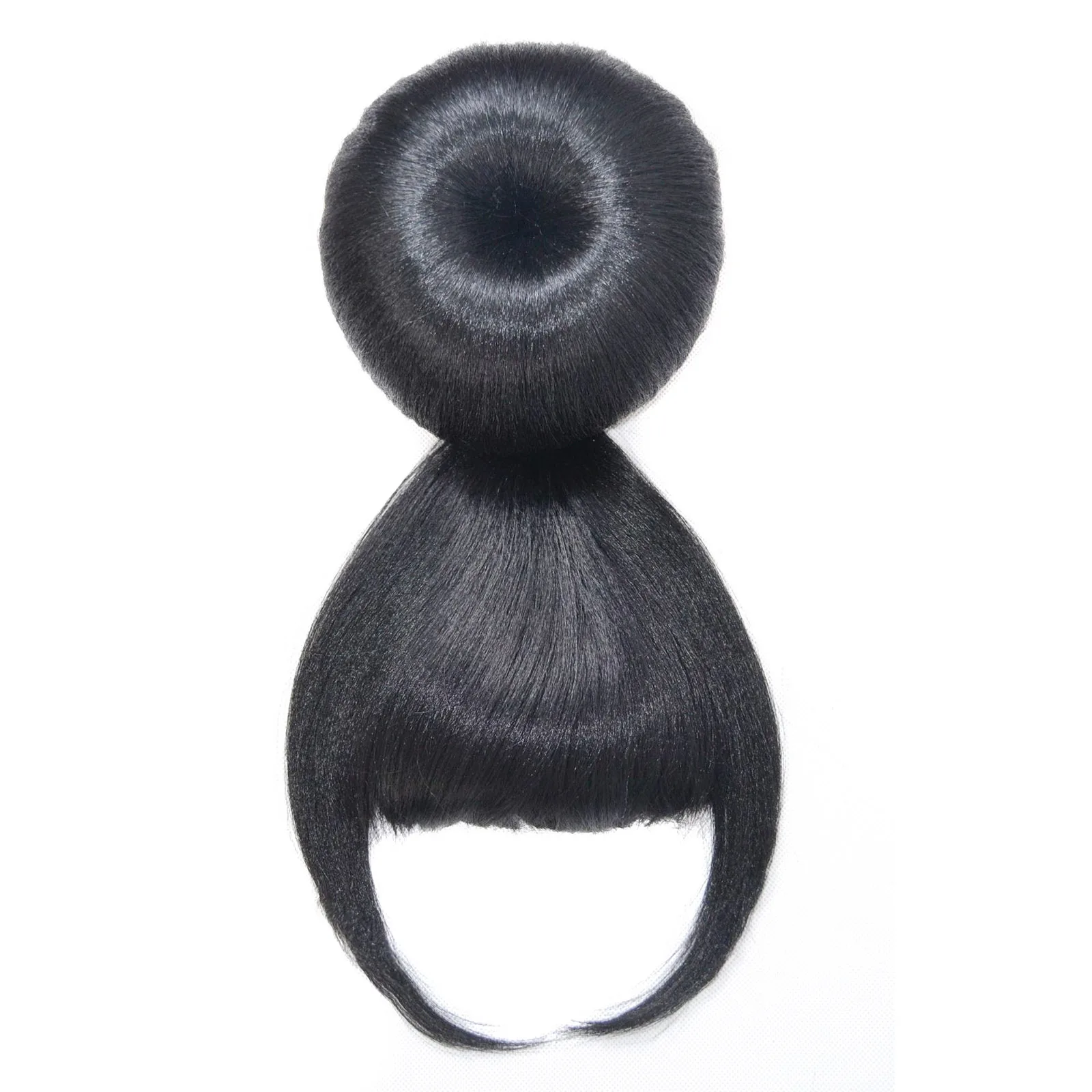 Synthetic Quick Bun and Bang Clip in Hair Chignon Hair Clip on Hair Piece Bun with Bangs for Black Women