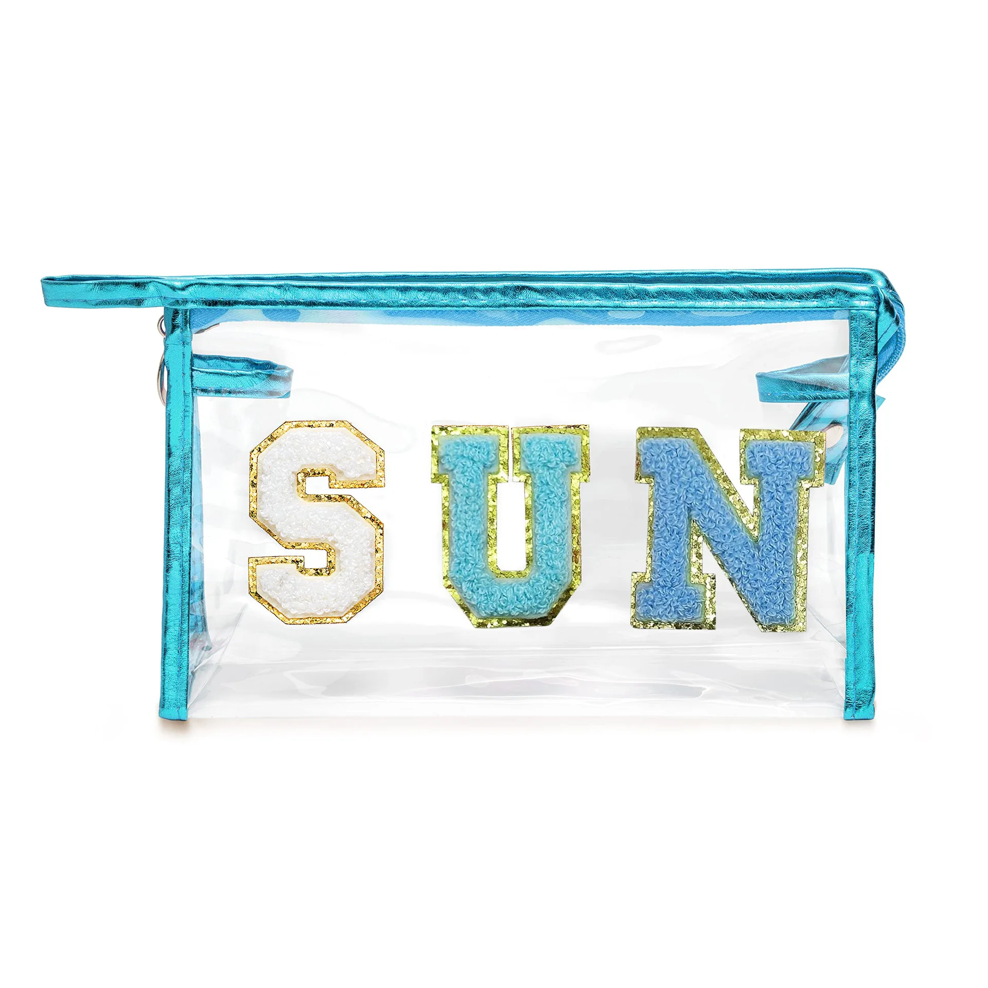 Clear Makeup Bag Preppy Sunscreen Pouch Beach Pool Summer Stuff Travel Cosmetic Toiletry Essentials Small Purse Organizer for Wo
