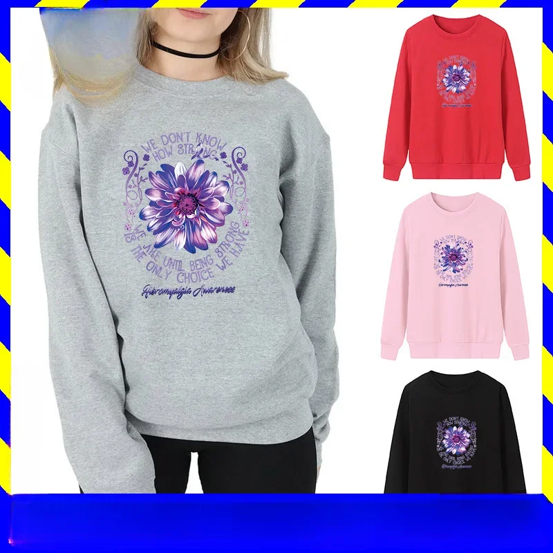 

Daisy Sunflower Print Long Sleeve Crewneck Hoodie Without A Hat Streetwear Women Clothes Sweatshirts Aesthetic Tops