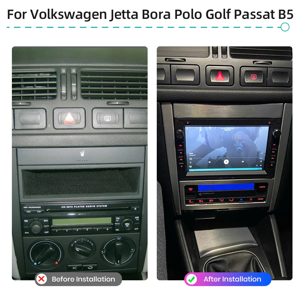 Pemutar Multimedia mobil 7 "CarPlay Android 12 navigasi GPS WiFi Radio Stereo 4G untuk Volkswagen Jetta Bora Polo Golf Passat B5