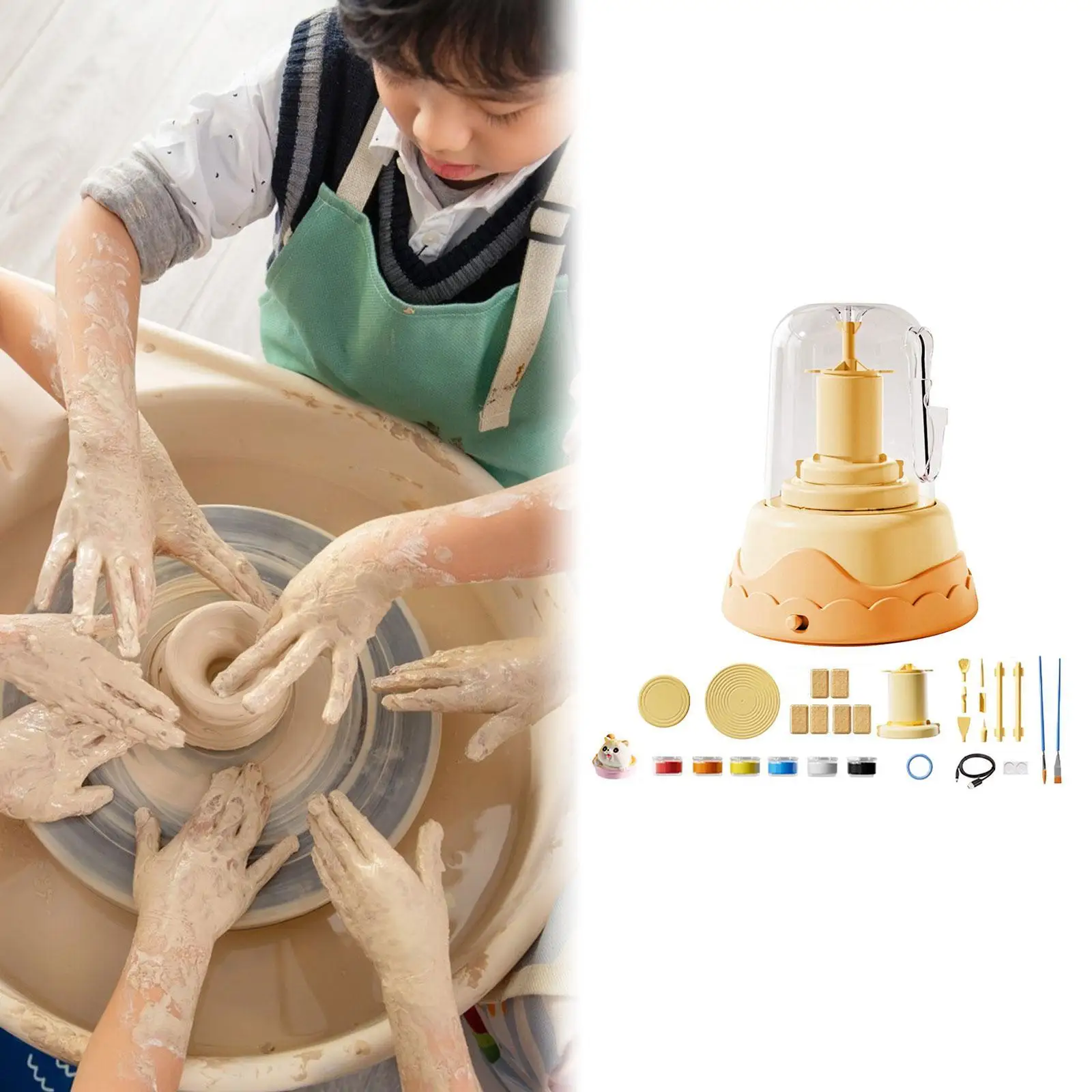 Electric Pottery Wheel Set for Kids Pottery Forming Machine DIY Boys and Girls Artwork Children Art Craft Kit Porcelain Wheel