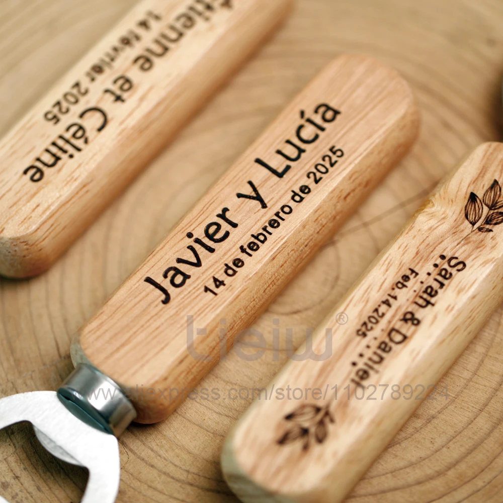 12PCS Custom Wedding Gift Bottle Opener Wedding Favors for Guests Personalized Wooden Opener as Gift for Wedding Decoration