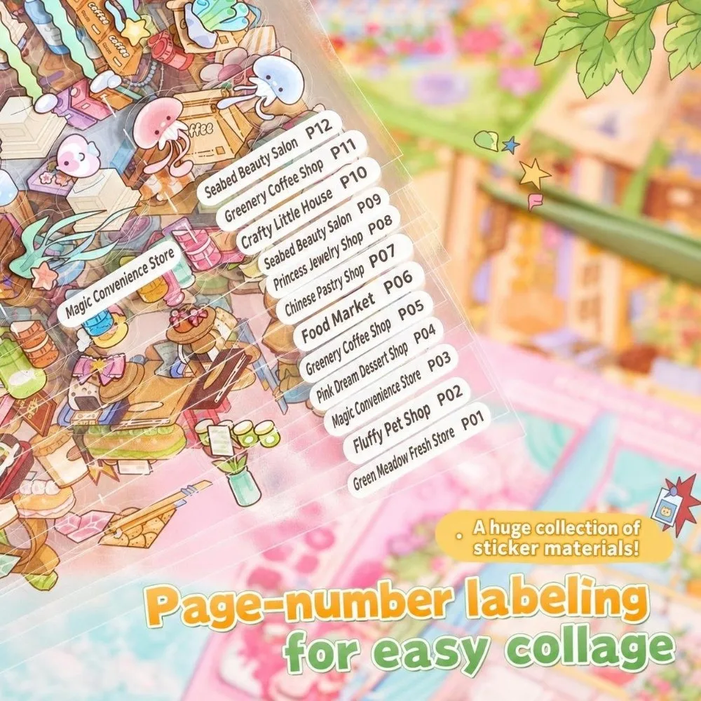 Store Theme 3D Miniature Scene Stickers Stacking Stress Relief Landscape Sticker Book 10 Scenes DIY Cabin Scene Sticker Gifts