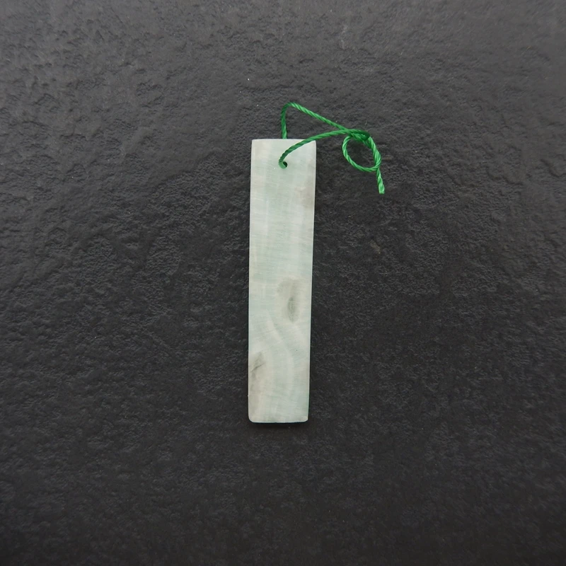 Polished Hemimorphite Rectangular Pendant Pale Aqua-White Gemstone Jewelry Component for DIY Accessories 46x10x4mm-4.4g