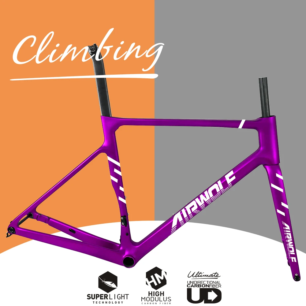 

Airwolf Super Light T1100 Carbon Road Bicycle Frame Max 700*38C Tires Climbling Road Bike Frame Carbon Bicycle Frame Internal