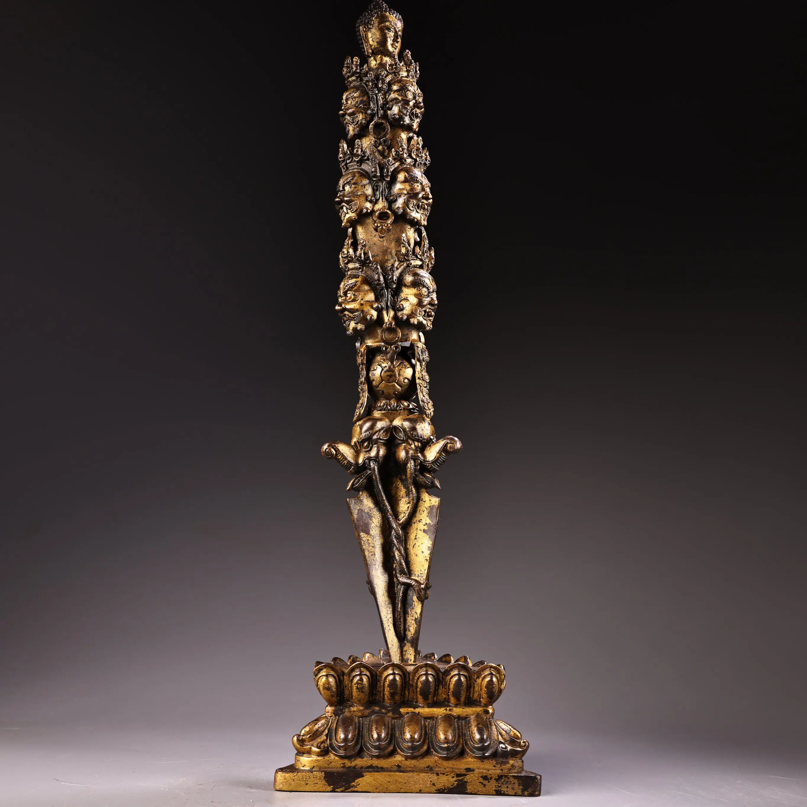 Pure Brass Tibetan Ucchusma Hayagriva Phurba Kila Ritual Ornament Stand Altar Decor
