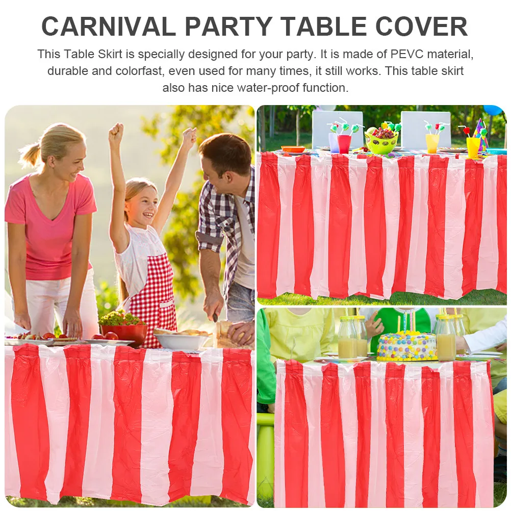 

2 шт. многоразовые водонепроницаемые скатерти-юбки для карнавальных вечеринок, красно-белые полосатые, изящные, для праздничного стола