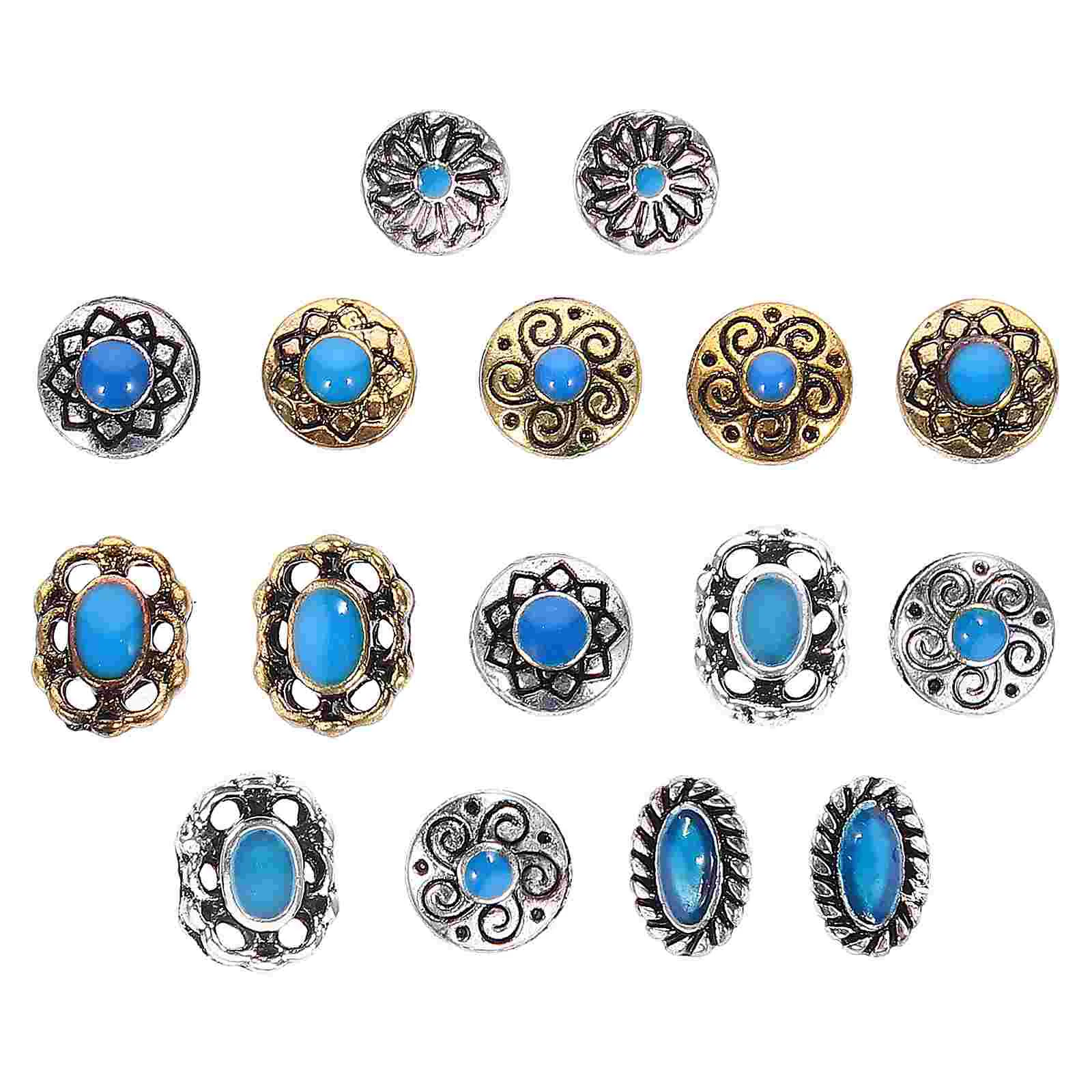 2 Sets Turquoise Nail Jewelry Decor Charms Bulk Womens Jewels and Metal Nails Decoration for Supplies Miss