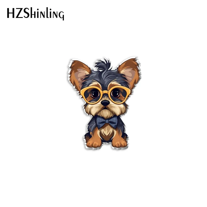 2023 New Grey Australian Shepherd Puppy Acrylic Lapel Pin Labrador Rottweiler Epoxy Butterfly Clasp Pin Handmade Resin Brooch