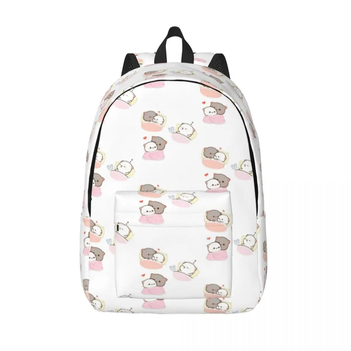 Bedtime Mochi Peach And Goma Backpack for Men Women Fashion High School Work Daypack Cute Cat College Canvas Bags Sports