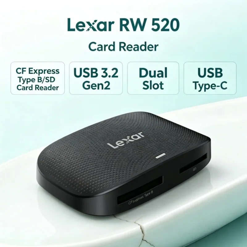 Lexar RW520 Memory Card Reader USB Type-C CFexpress Type B SD Card Reader High Speed USB 3.2 Gen 2 for Camera Data Transfer