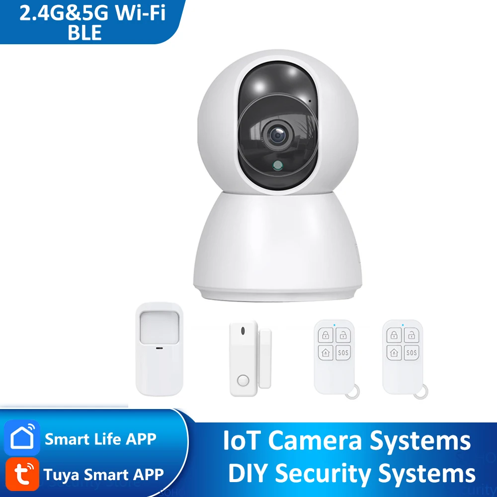 

Tuya Smart Life 2MP 2.4G/5G WIFI IoT Alarm Surveillance Home Security Protection Burglar CCTV Camera System Works With Sensors