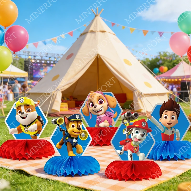 Paw Patrol Themed Honeycomb New Paper Cartoon Dog Chase Desktop Decoration Double Side Kids Supplies Gifts for Birthday Party - view 4