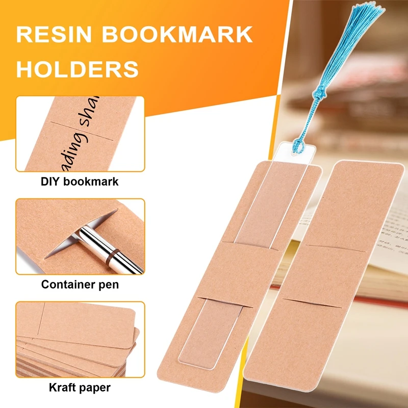70 Pieces Holder DIY Resin Bookmarks Blank Display Cards For Bookmark Gift Wrapping