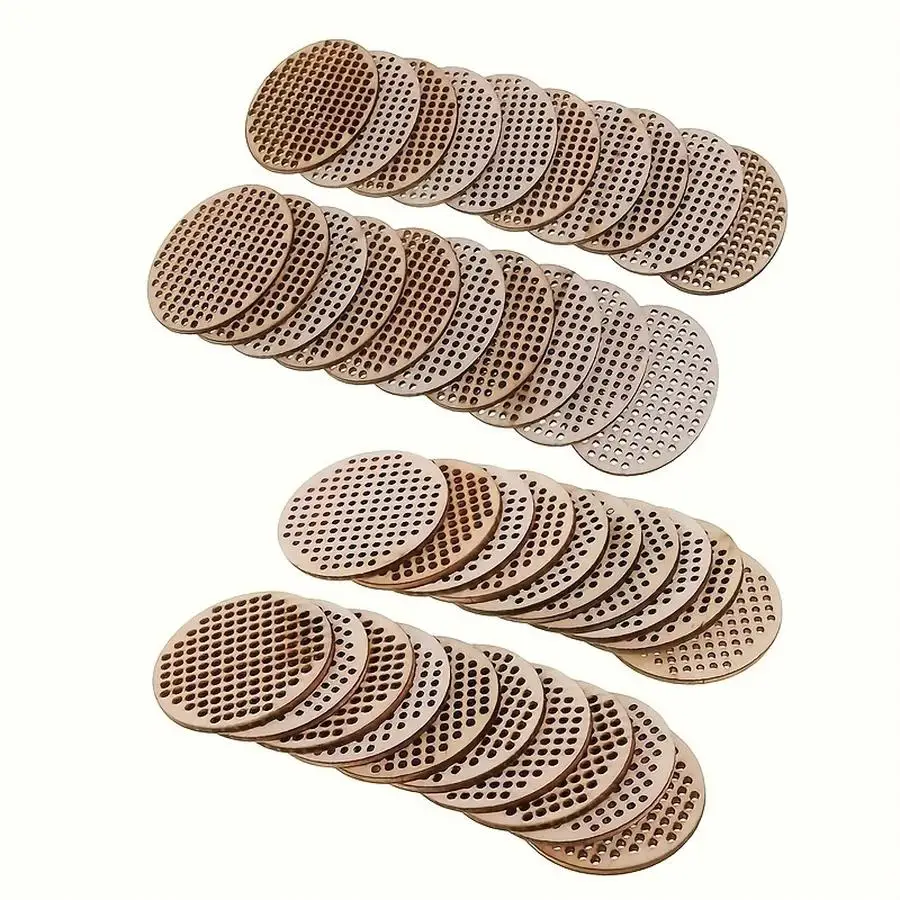 1/5/10/20/50/100pcs 10-Piece Wooden Cross-Stitch Set - Thick, Natural, Round Wood with a Porous Design, Suitable for Crafts and