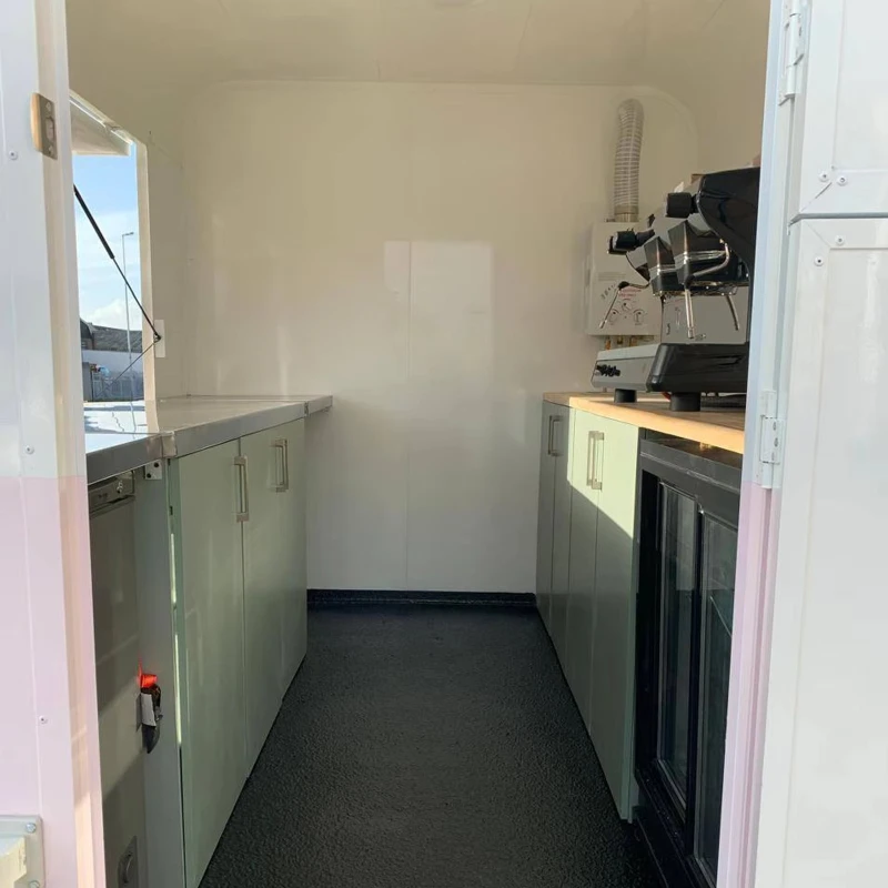 Mobile Food Truck Commercial Rust-Resistant Stainless Steel Food Trailer, Fully Equipped, Customized for Coffee and Ice Cream