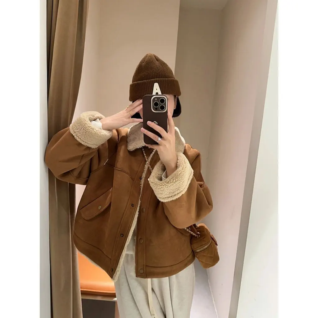 

Women's Autumn Winter Lamb Wool Coat High-Grade Korean Style Jacket New Popular Wear for 2023