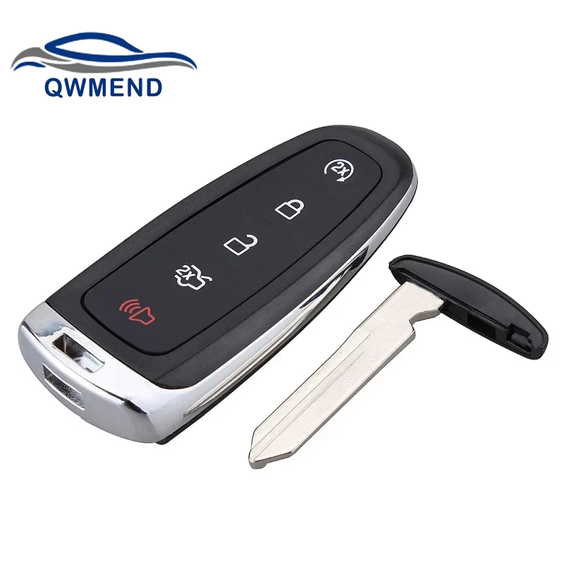 QWMEND 5 Buttons Car Remote Key Shell for Ford Edge Escape Expedition C-max Taurus Flex Focus Car Key Fob Case M3N5WY8609