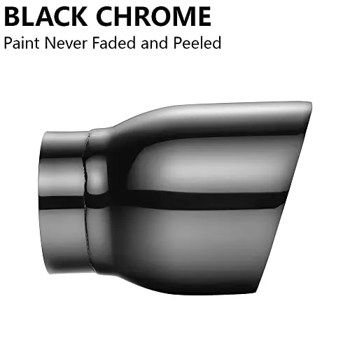 

Black Chrome Double Wall Exhaust Muffler Tip, 2.5″ Inlet × 3.5″ Outlet, 5″ Long, Weld-On Resonator Pipe