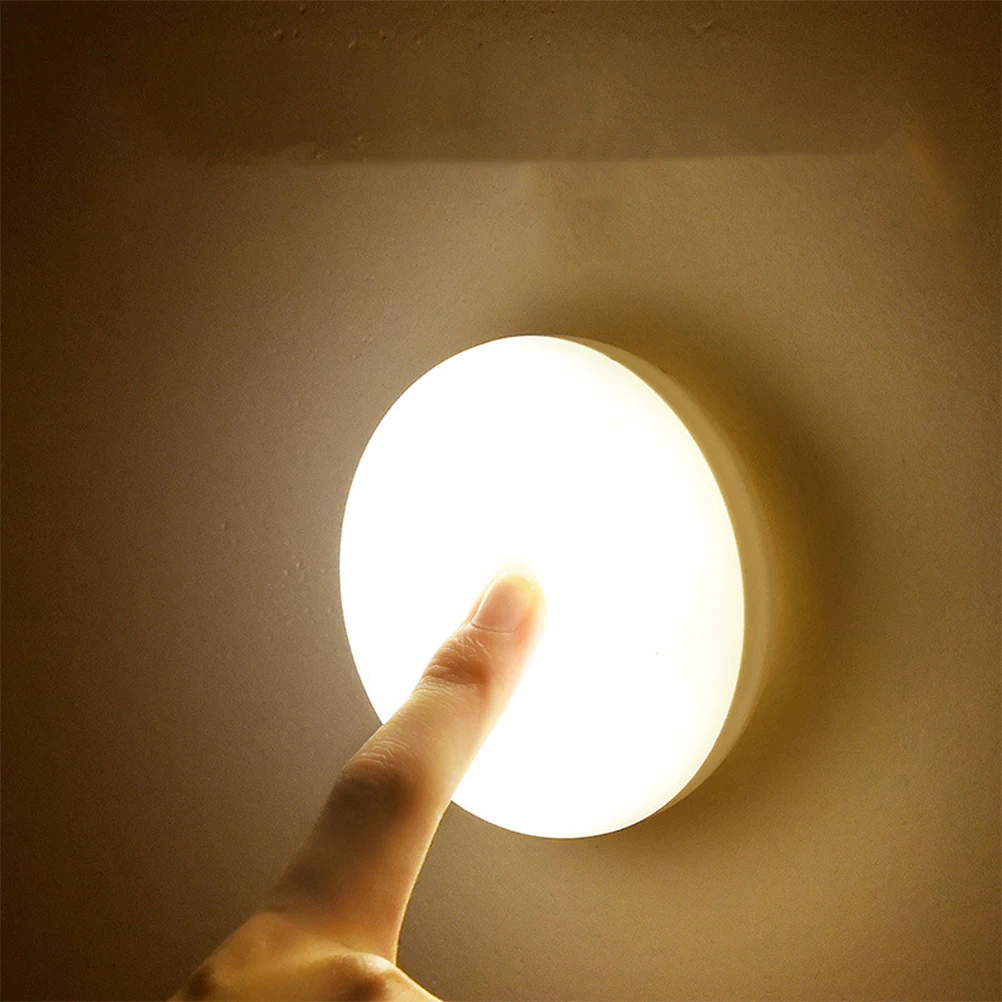 

Touch Night LED Rechargeable Puck Lights Closet Bedroom Bathroom Warm Dimmable Closet Lighting Round Safe Easy Install