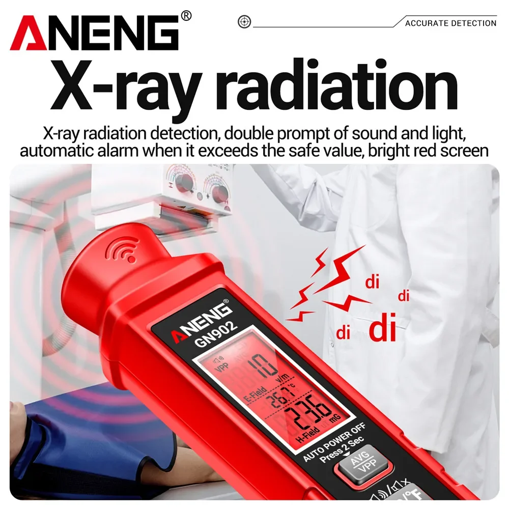 Elektromagnetischer Strahlungsdetektor ANENG GN902 Temperaturstrahlungsfeldtester Tragbares Messgerät Tester Werkzeuge
