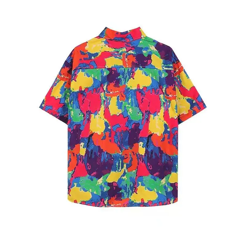 DAYIFUN بلوزات نسائية رفيعة وفضفاضة قمصان الشاطئ المزهرة بأكمام قصيرة على الطراز الياباني سترة علوية بلوزات صيفية غير رسمية 2025