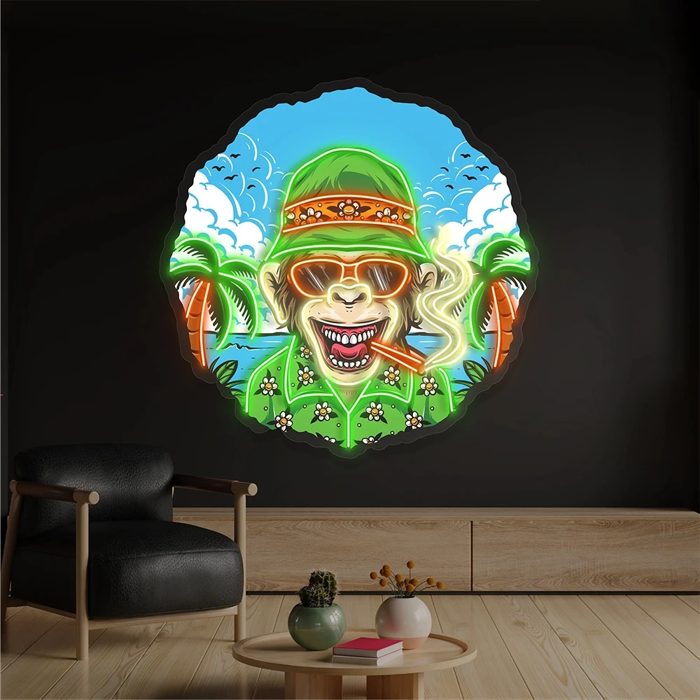 

Tropical Monkey Smoking Artwork Led Neon Sign Custom Living Room Bedroom Decor Neon Sign Home Bar Party Decoration Neon Light
