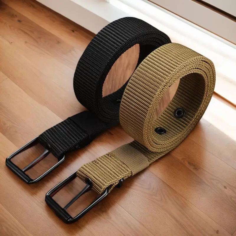 1x Men's Belt Porous Canvas Pin Buckle Leather Belt Outdoor Sports Belt Women's Trendy Eyelet Belt With Jeans Belt For Men Women
