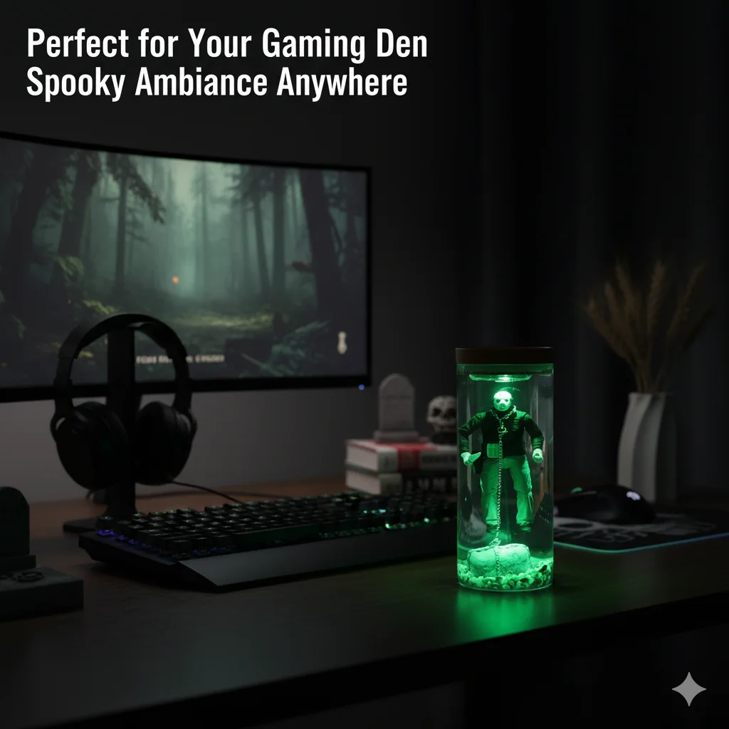 جديد سطح المكتب الحلي متوهجة تحت الماء الوحش مصباح جيسون فورهيس فيلم الرعب الراتنج الديكور أرقام هدية اكسسوارات المنزل