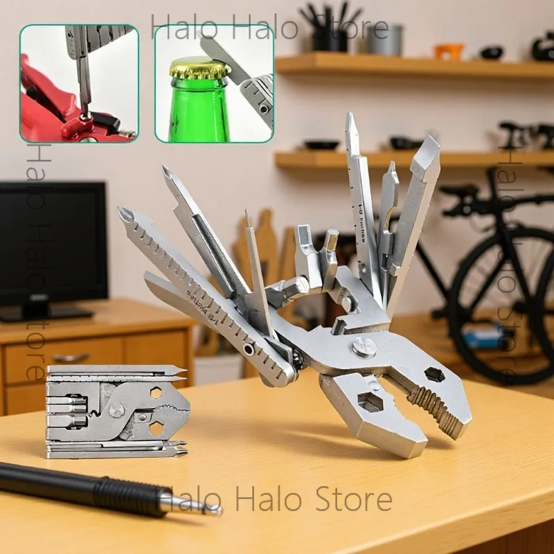 Stainless steel folding multi-purpose pliers 25 in 1 portable pliers screwdriver outdoor multi-function tool