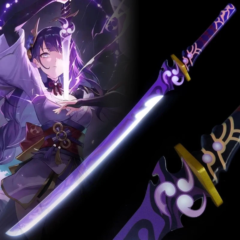100cm Genshin Impact Bright Katana Light Led Sword Anime Cosplay Prop Ninja Knife Real Size Japanese Katana Samurai Sabre Toy