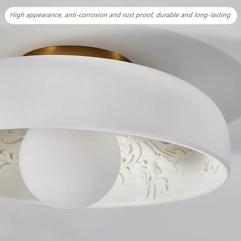 French Cream Wind Ceiling Lamp Balcony Cloakroom Porch LED Ceiling Light Simple Modern Bedroom