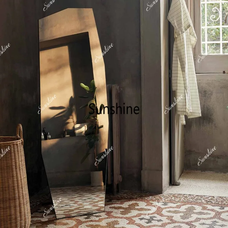 Clothing store ultra-white small floor-to-ceiling mirror bathroom bathroom decorative mirror diamond mirror
