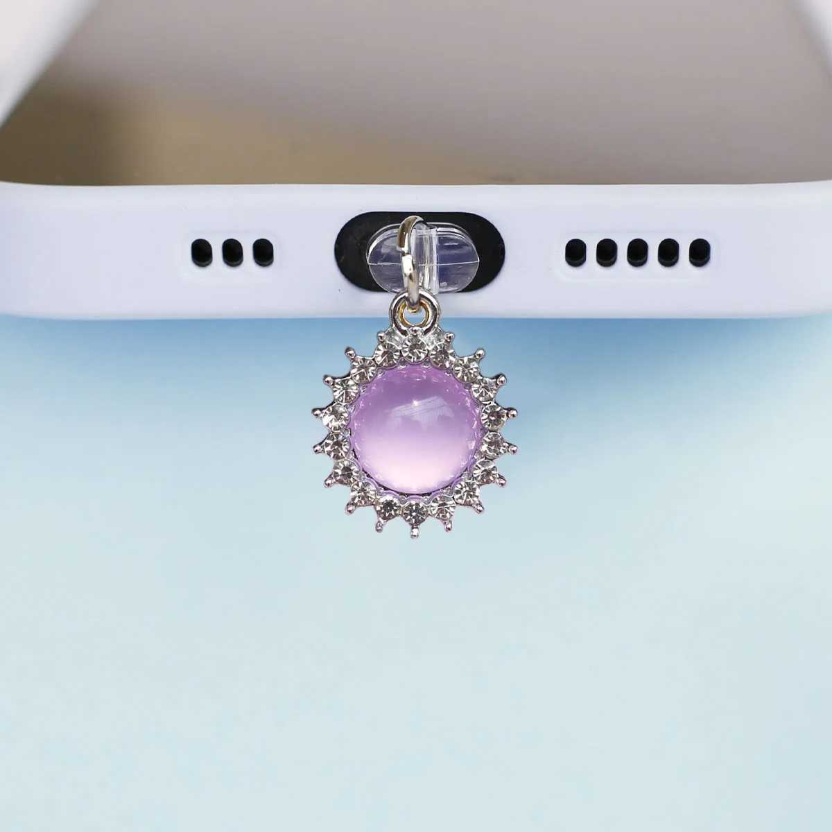 Telefon-Staubschutz mit Diamant-Katzenaugen-Steinanhänger, Hängedekoration, Telefonzubehör für iPhone Typ-C-Anschluss Staubschutz – Detail 10