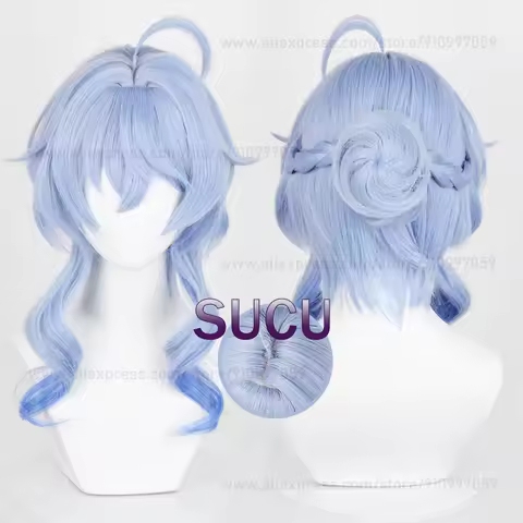 Ganyu Cosplay Wig Lantern Rite Skin Twilight Blossom Ganyu Wig 45cm Blue Gradient Gan Yu Anime Wigs Heat Resistant Hair
