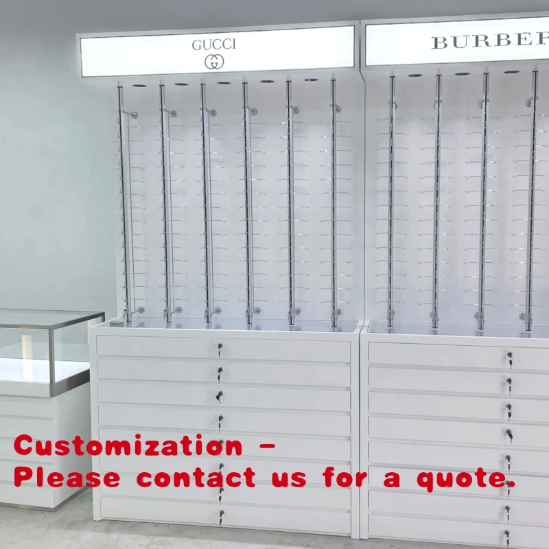 

Customize.2025 New Customizable high-quality large-capacity locked glasses display cabinet with drawers glasses With LED Lig