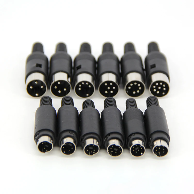 Soldering Cables Mini or DIN 3/4/5/6/7/8 Pin Male Connector S-Video Terminal Circular Plug Plastic Handle Adapter