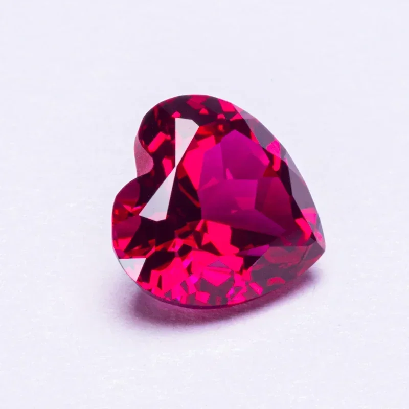 Lab Grown Ruby Rubellite Color Heart Shape Extremely Shiny Quality DIY Charms Ring Necklace Earrings Materials AGL Certificate