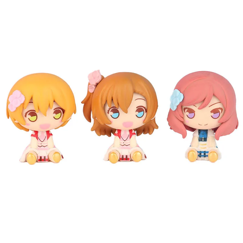 9 pezzi/1 set di figure anime versione Q Love Live! Progetto idol scolastico Kotori Minami Honoka Kousaka PVC simpatico giocattolo con figura seduta