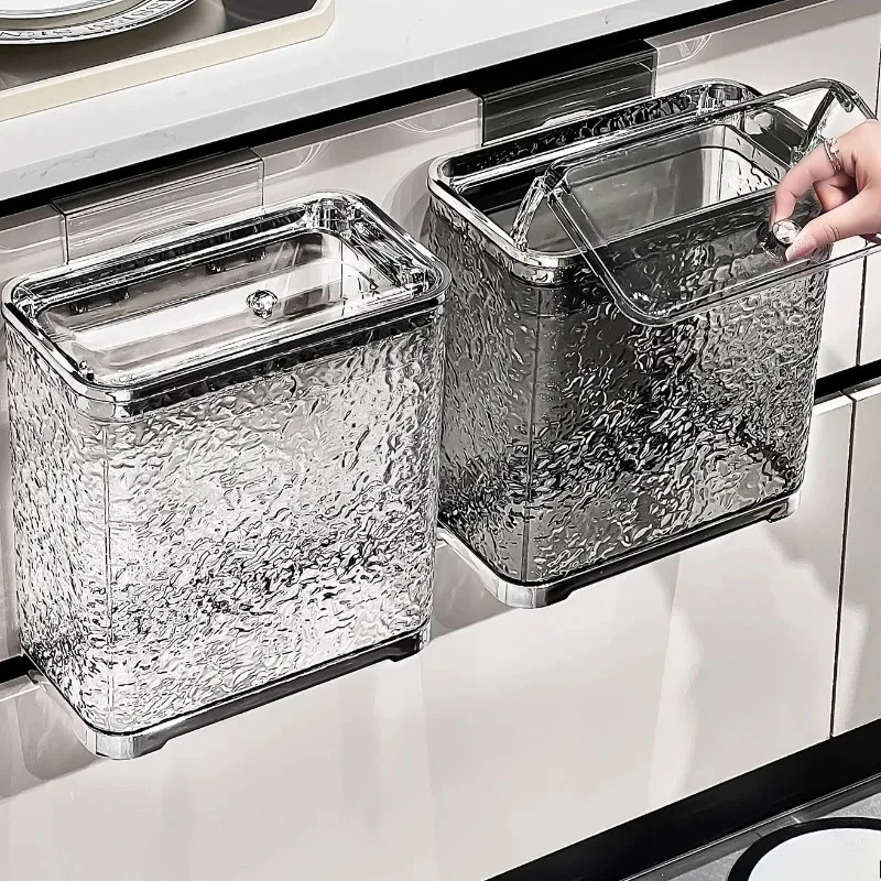 

Настенный кухонный мусорный бак из ПЭТ, водонепроницаемая корзина для мусора с крышкой, контейнер для мусора без изгиба, бумажный мусорный бак большой емкости