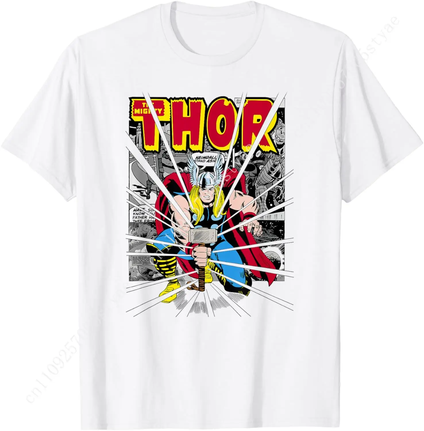 Marvel Mighty Thor Retro Comic Hammer Blast Kids Mens Womens T-Shirt