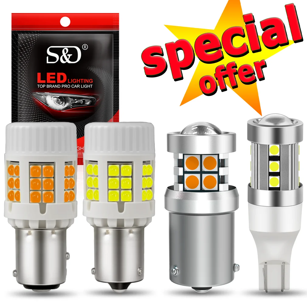 Ampoules LED S&D 2 pièces 1156 BA15S P21W BAU15S PY21W BAY15D CANBUS, feux de signalisation, feux arrière, feux de recul, 2000LM 12V
