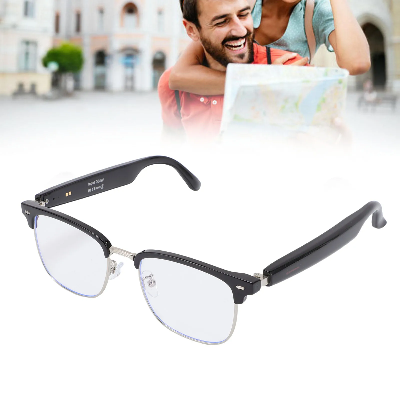 AI 번역 스마트 안경 스마트 안경 144개 언어 사운드 어시스턴트 Bluetooth 5.3 작업용 청색광 필터링 렌즈