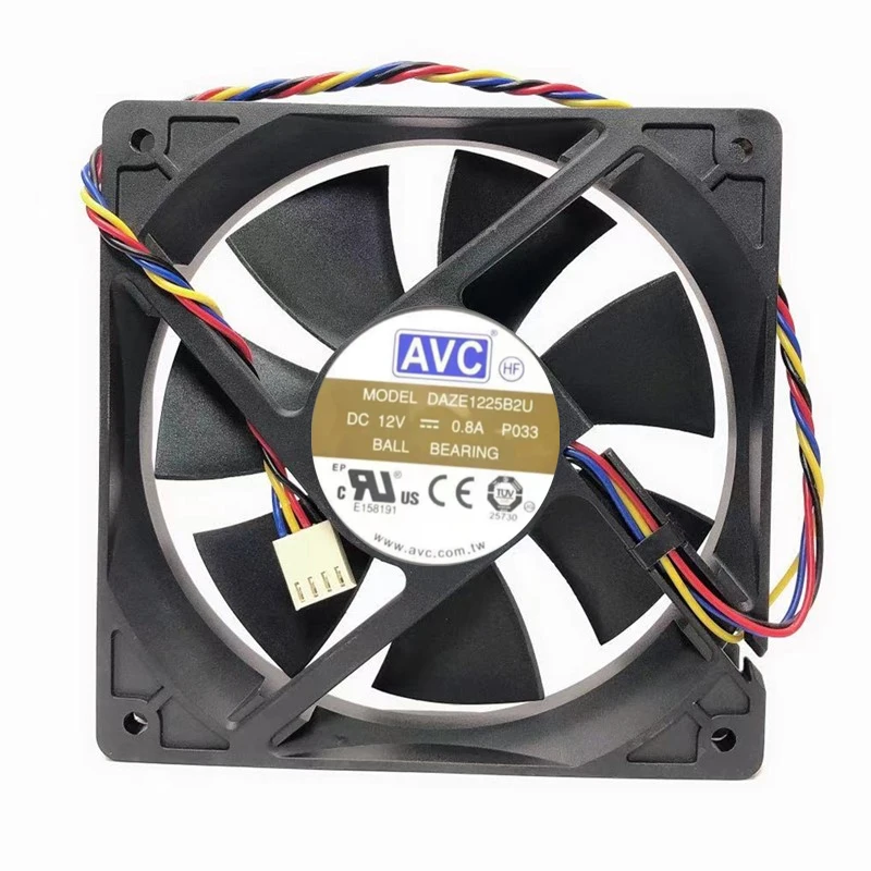 

AVC DAZE1225B2U P033 DC 12V 0.8A 120x120x25mm 4-Wire Server Cooling Fan