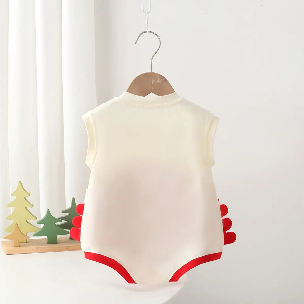 Infant Summer Thin Pure Cotton Cartoon Cute Romper for Boys and Girls, Sleeveless Onesie for Photos, Sweat-Absorbent and Breathable