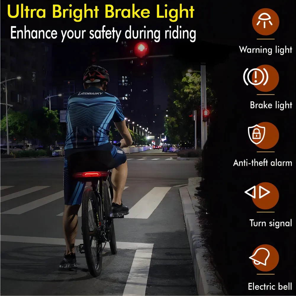 Anti-theft Alarm Bicycle Taillight SF31R With Turn Signals Red/Yellow Waterproof Smart Brake Sensor Light Bicycle for Cycling