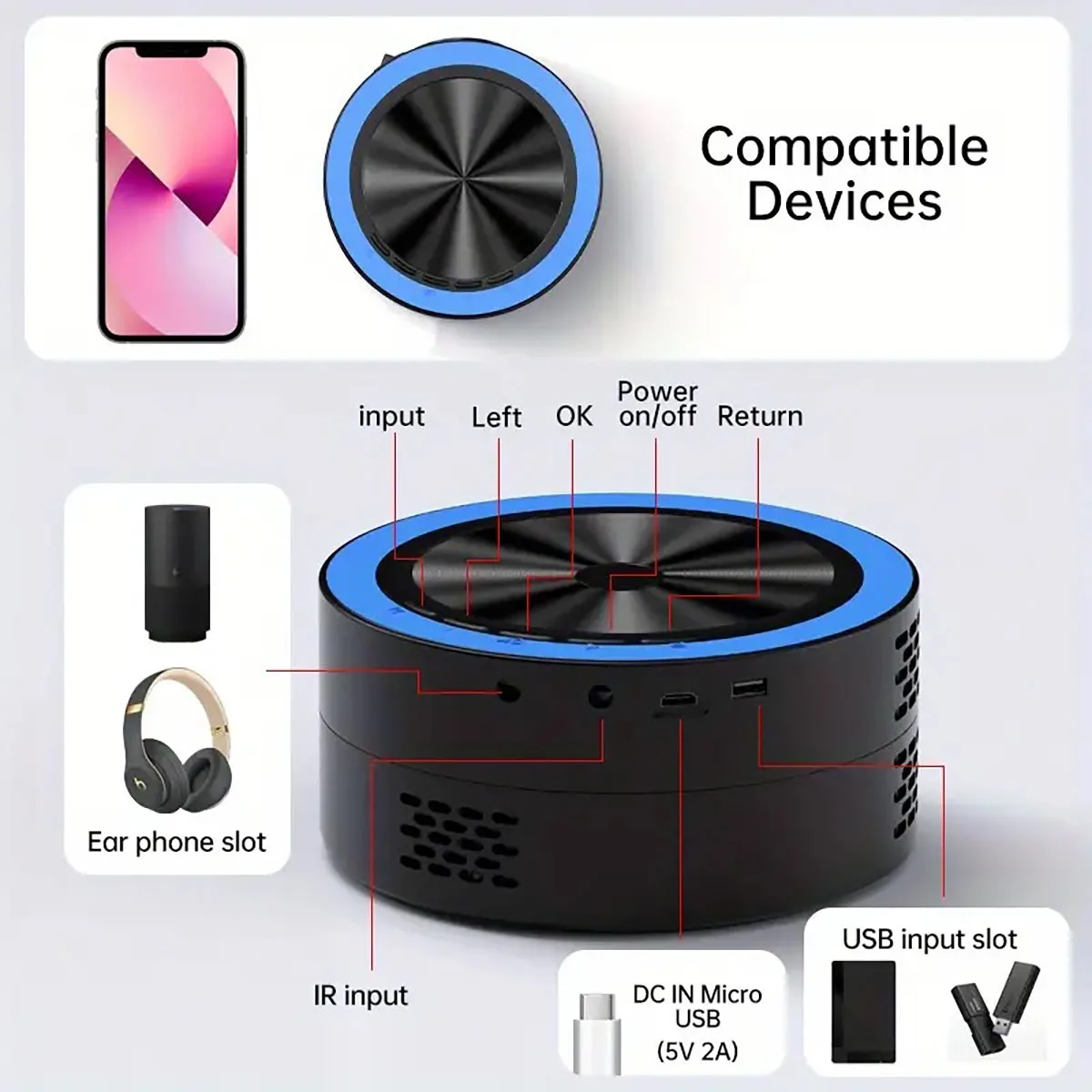 household micro-portable outdoor support mobile phone same-screen projector