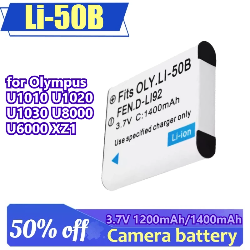 

Li-50B for Olympus U1010 U1020 U1030 U8000 U6000 XZ1 Digital Cameras 3.7V 1200mAh/1400mAh Battery