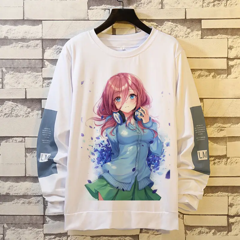 Anime jogo cinco pontas hanayome noiva nakano miku moletom unissex bidimensional em torno do pescoço manga longa camiseta outono
