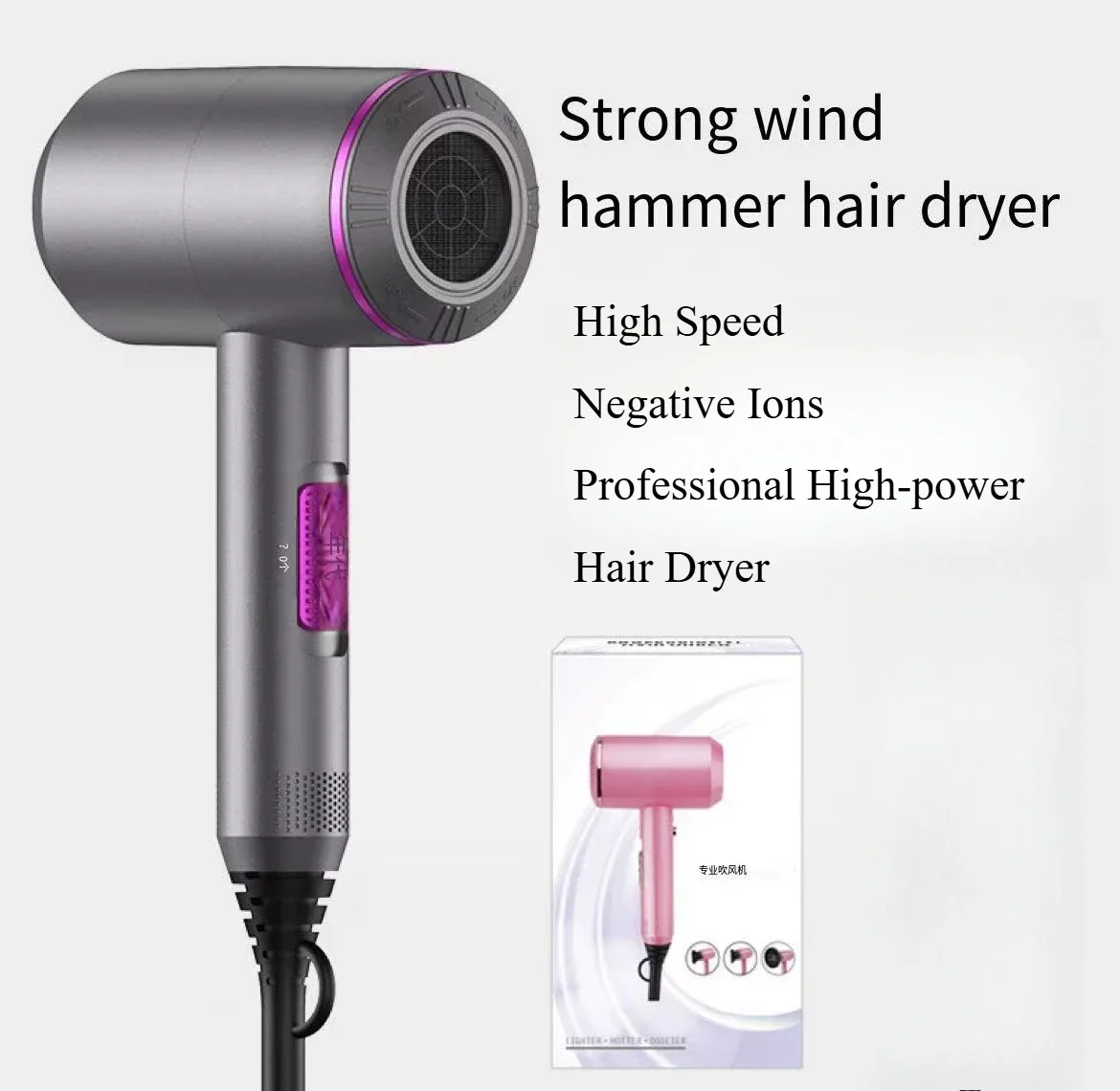 

Professional High-power Electric Hair Dryer Home Hair Salon Hammer Blower High Speed Negative Ions Styling Tools Low Noise
